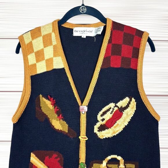 Vintage The Eagle's Eye Women’s Cotton Blend Sweater Vest Purses Hats Boots L - Picture 2 of 14